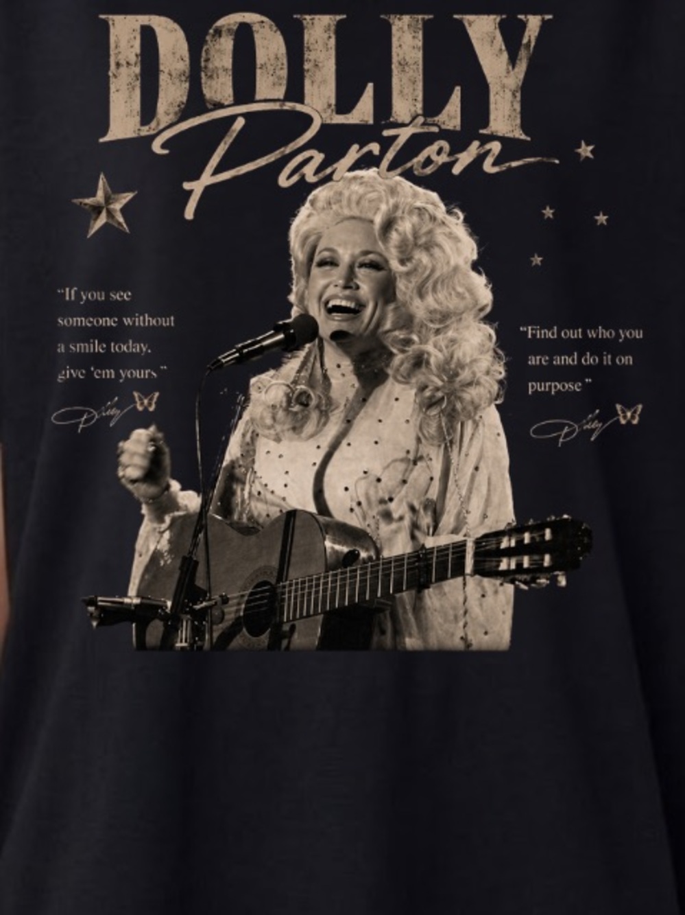 Dolly Parton Quotes Vintage Style Music Sepia Memories Graphic T-Shirt - Picture 3 of 6